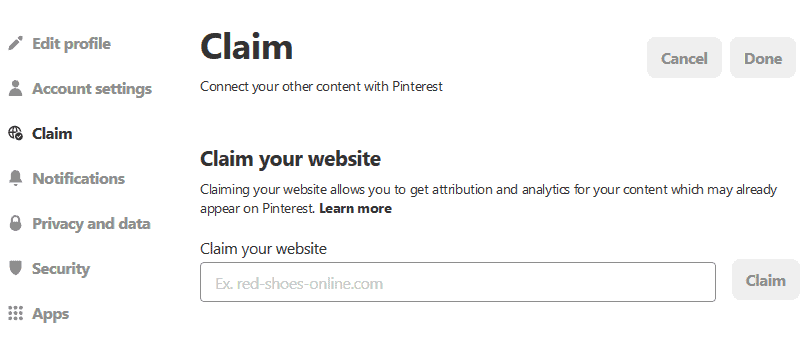 how to use claim your website on pinterest 